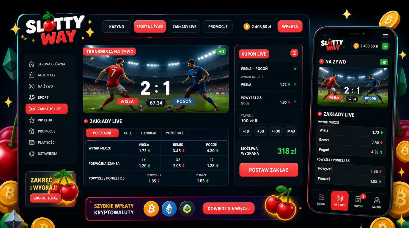 Live betting na Slottyway Casino z elementami krypto