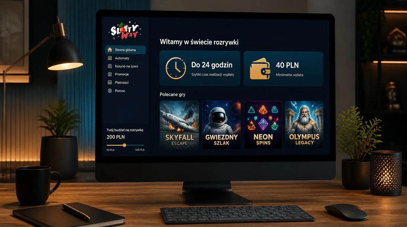 Panel kasyna z terminem wypłaty do 24 godzin, depozytem 40 PLN i miniaturami różnorodnych gier